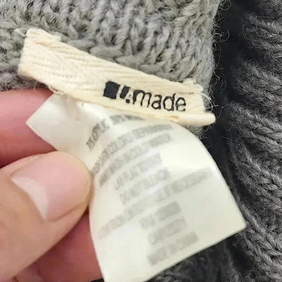 Made Wool Blend Women's Small Cowl Neck Sweater Poncho Gray - Picture 6 of 9